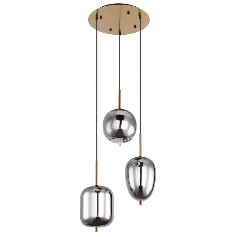 Gouden hanglamp Blacky I 3-lichts Globo 9007371428038