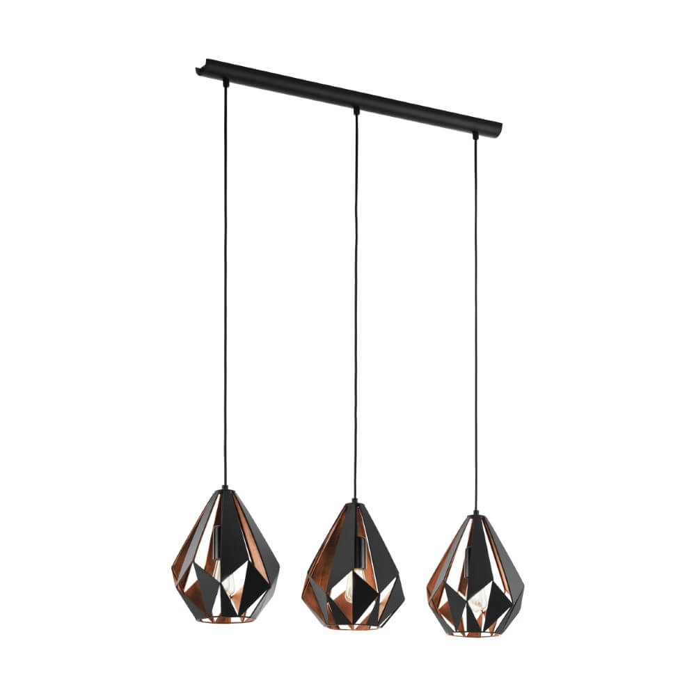 Hanglamp Carlton 1 zwart met roodkoper