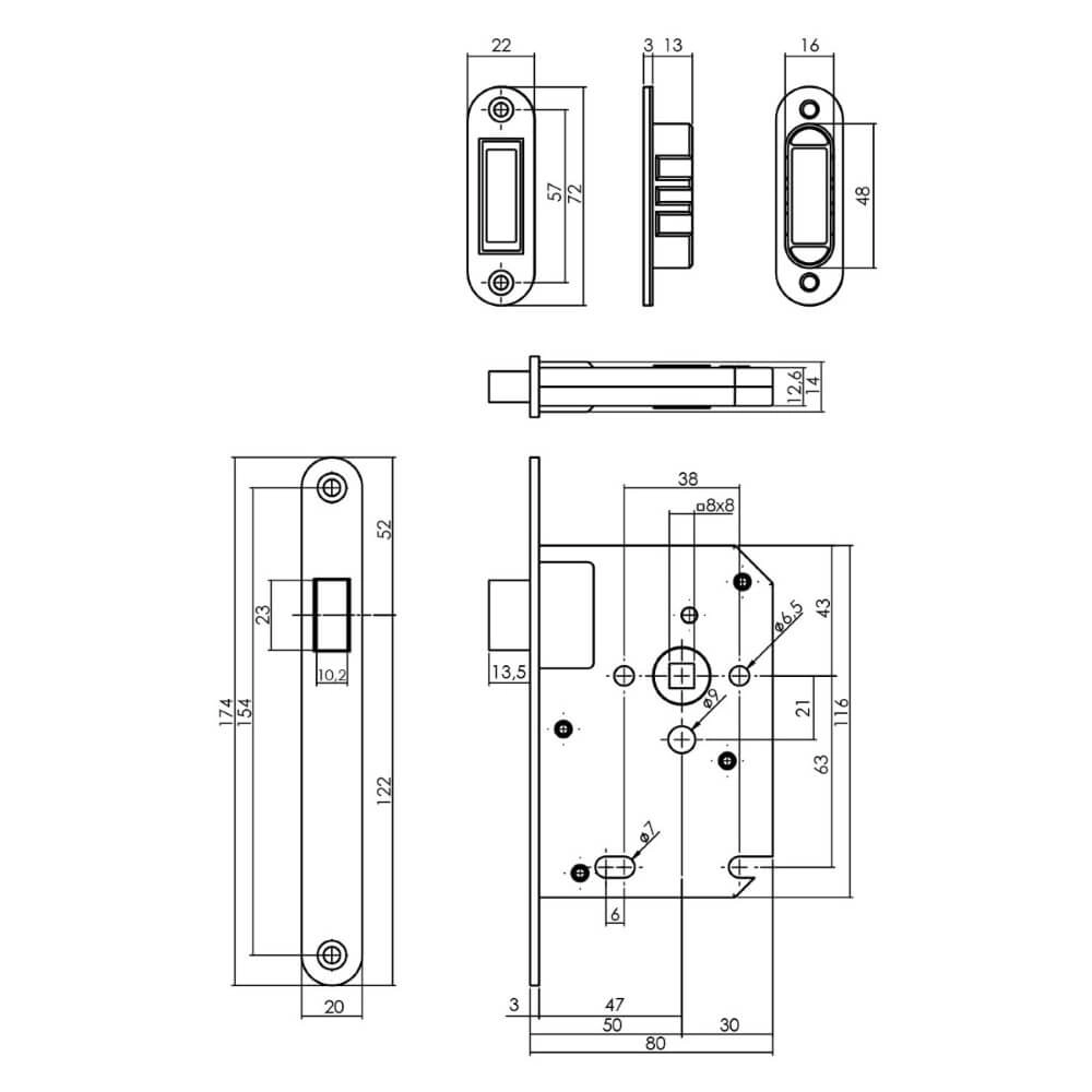 Slotkast loopslot Domus magneet zwart afgerond Intersteel 8714186463239
