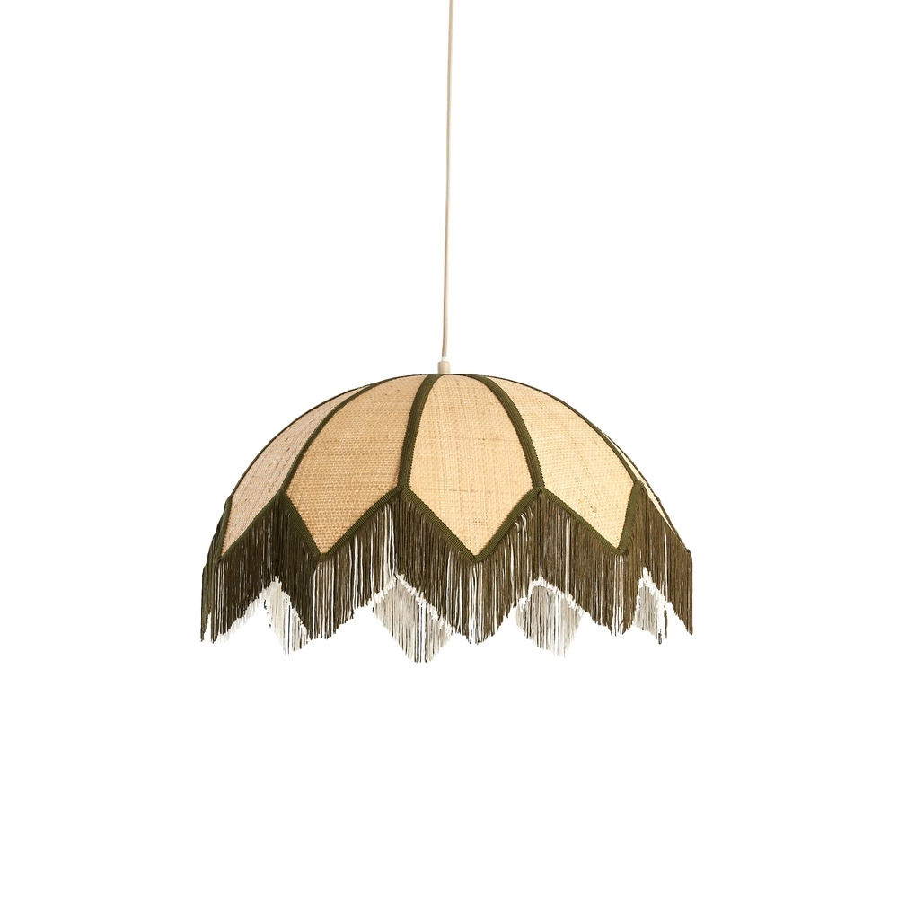 Ø 55cm hanglamp Sulina raffia met groen