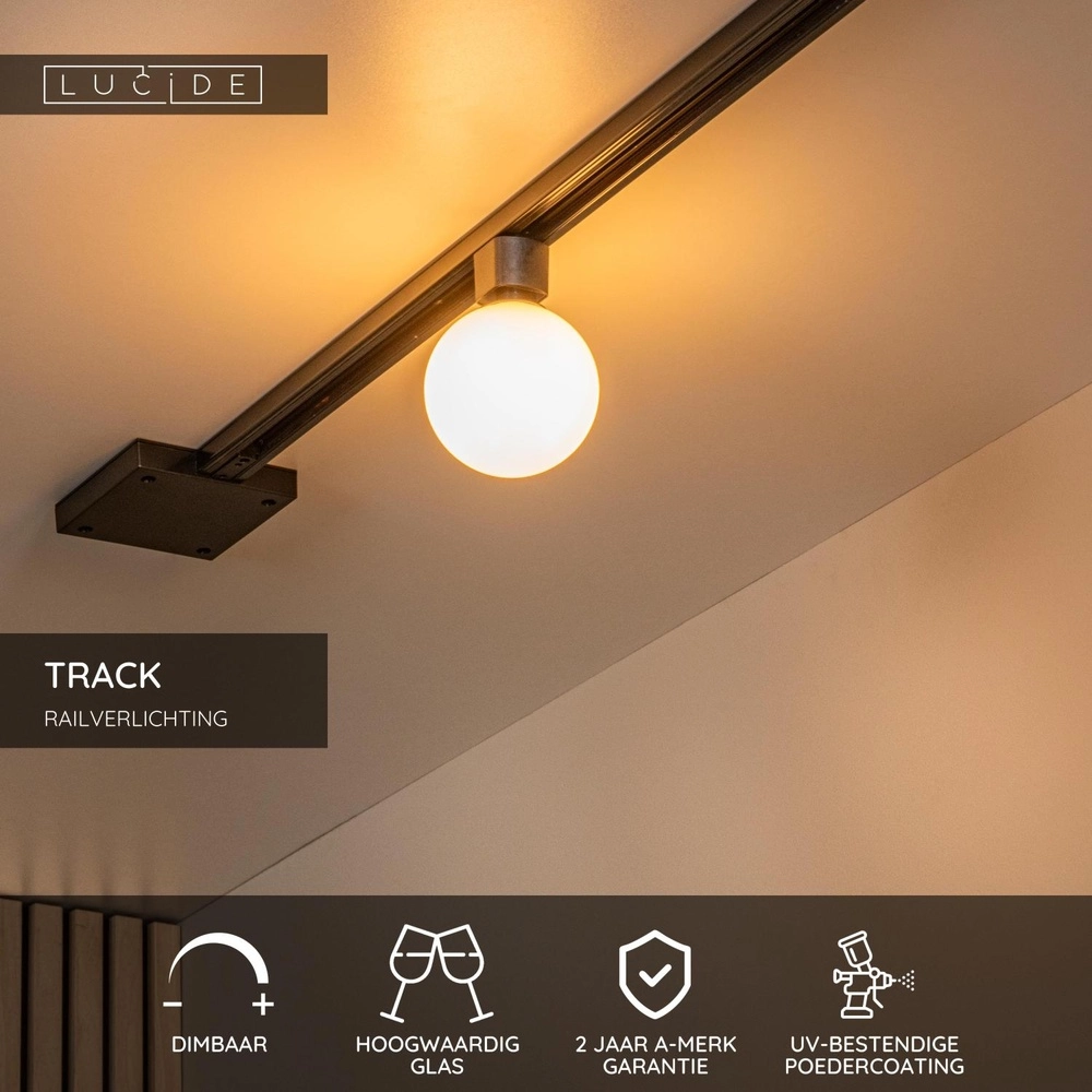 Railspot Track Tycho 1-fase zwart met wit Lucide 5411212093912