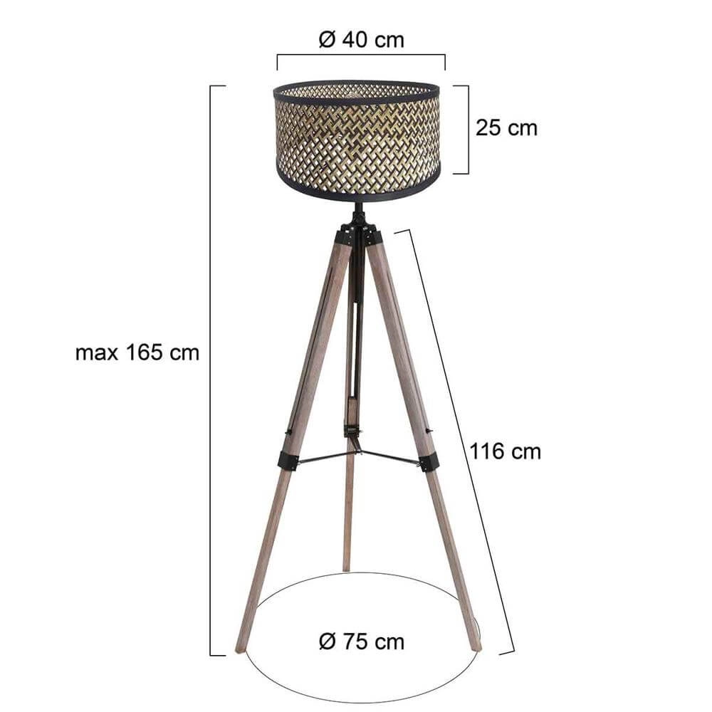 Tripod vloerlamp Triek met bamboe kap Steinhauer 8712746176087