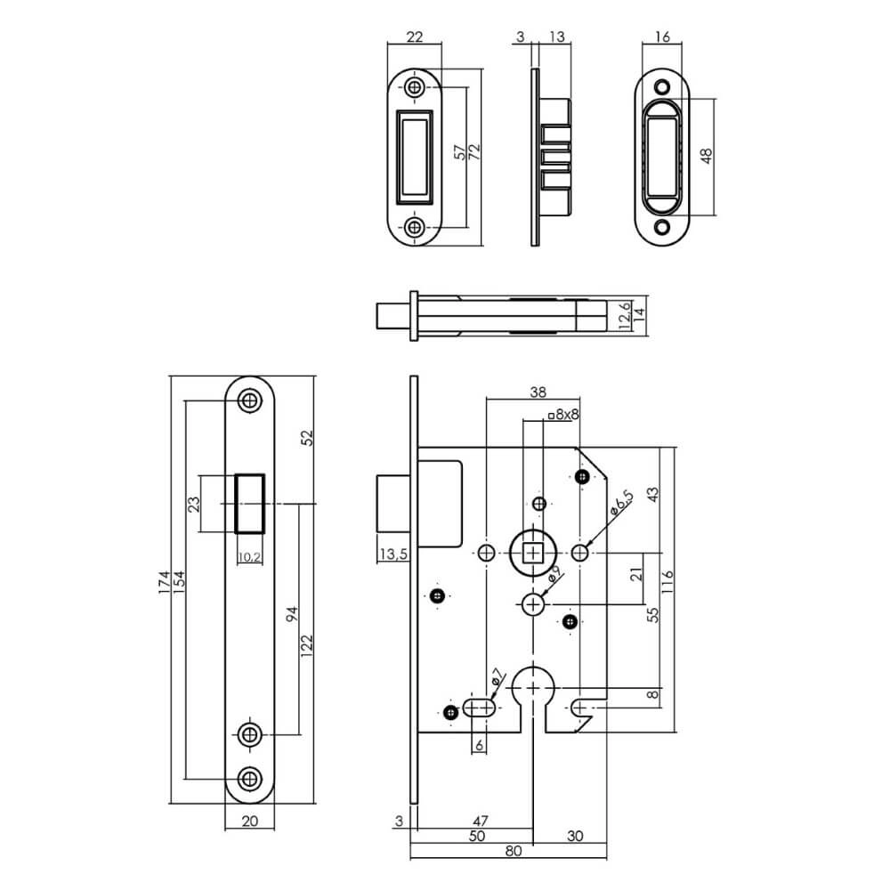 Slotkast cilinder Domus magneet zwart afgerond Intersteel 8714186463253