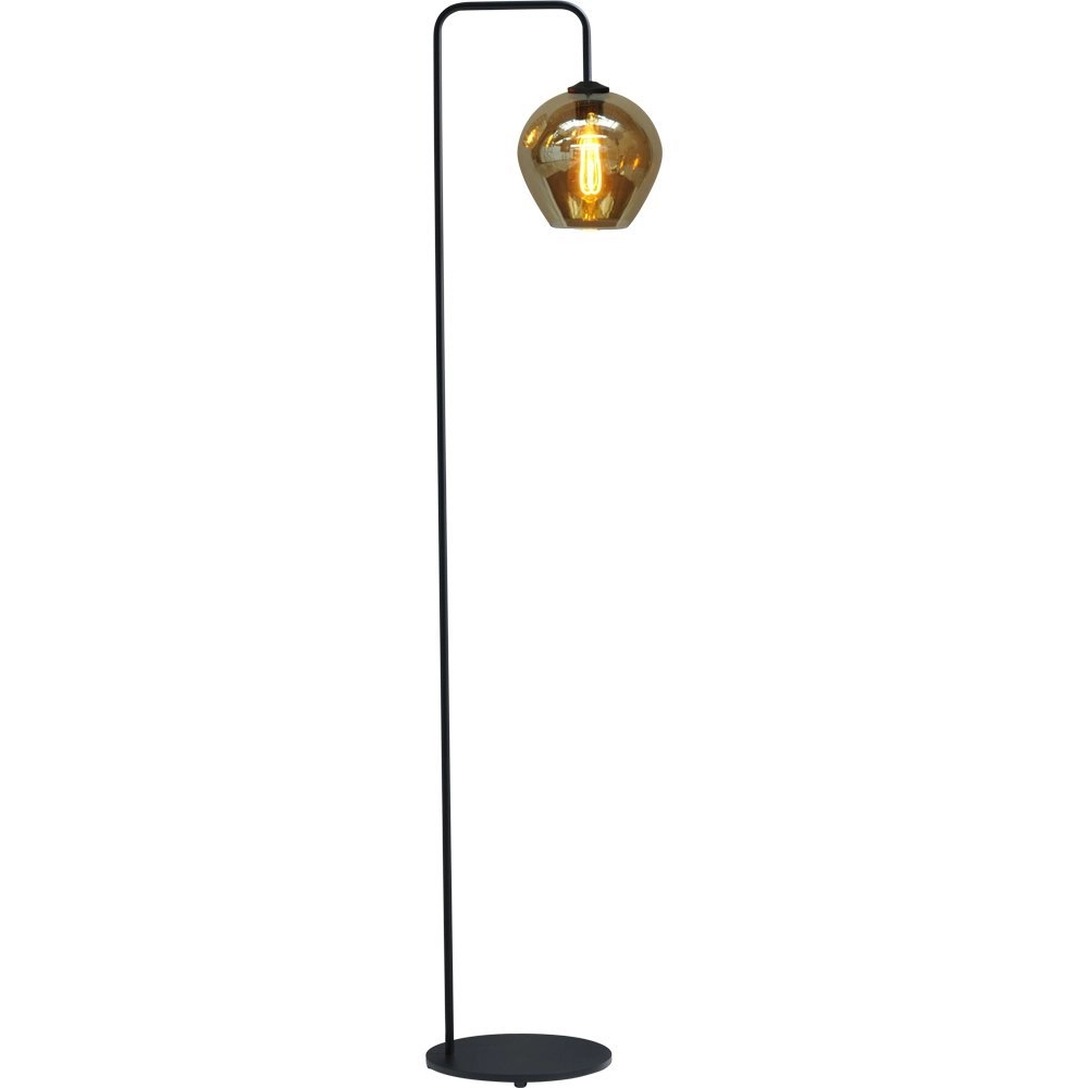 Zwarte vloerlamp Quinto met smoke glas