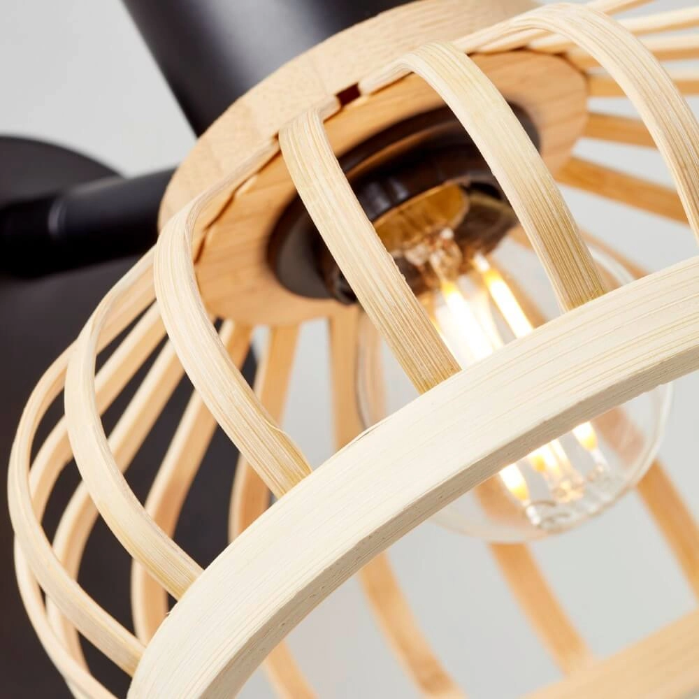 Wandlamp Norah zwart met hout Brilliant 4004353409516