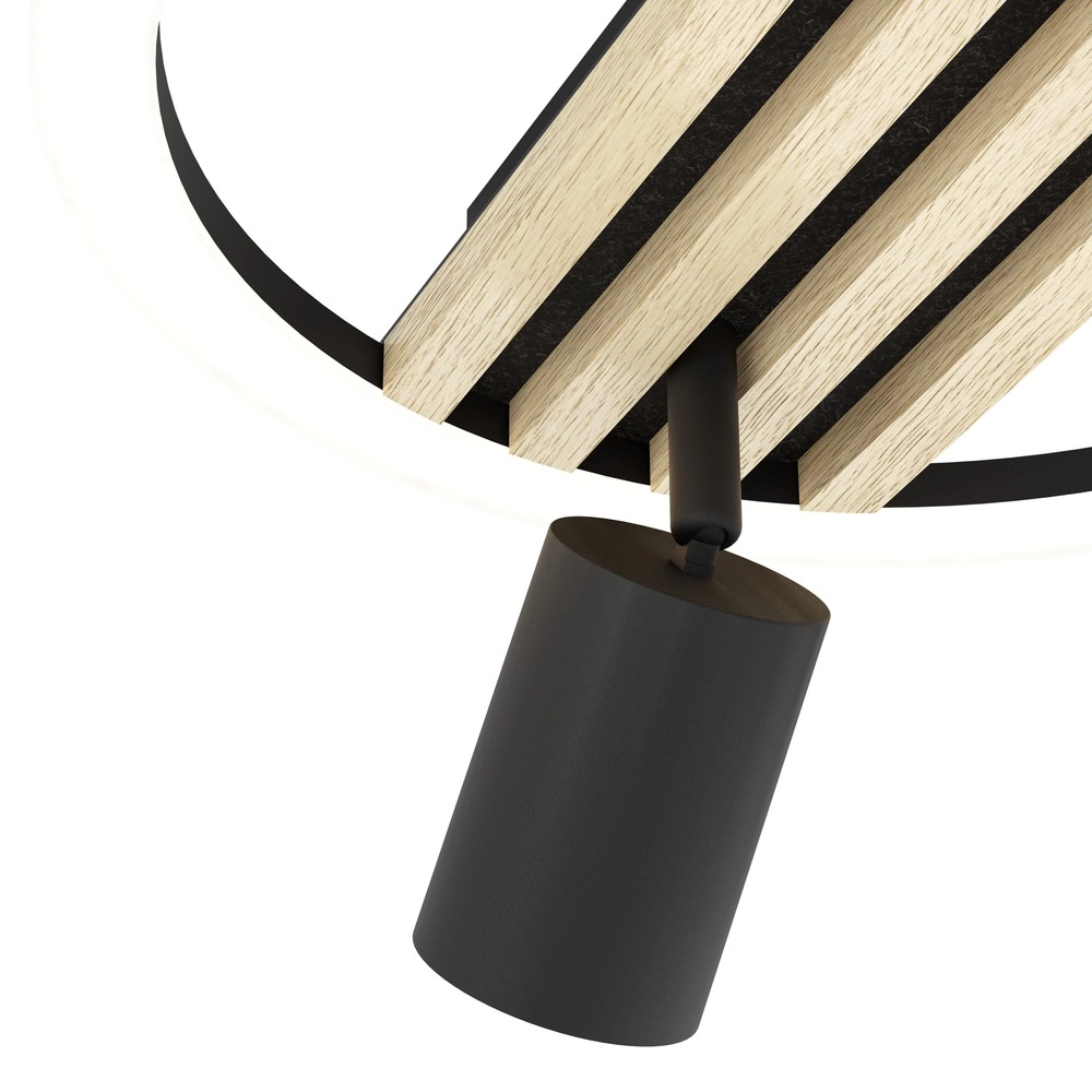 Moderne plafondlamp Cembrano 2-lichts zwart met hout Eglo 9008606388264