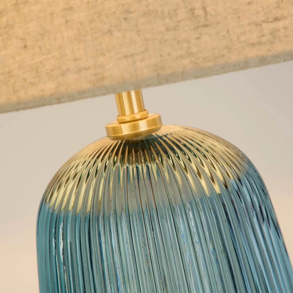 Schemerlamp Cameo blauw glas Searchlight 5053423273754