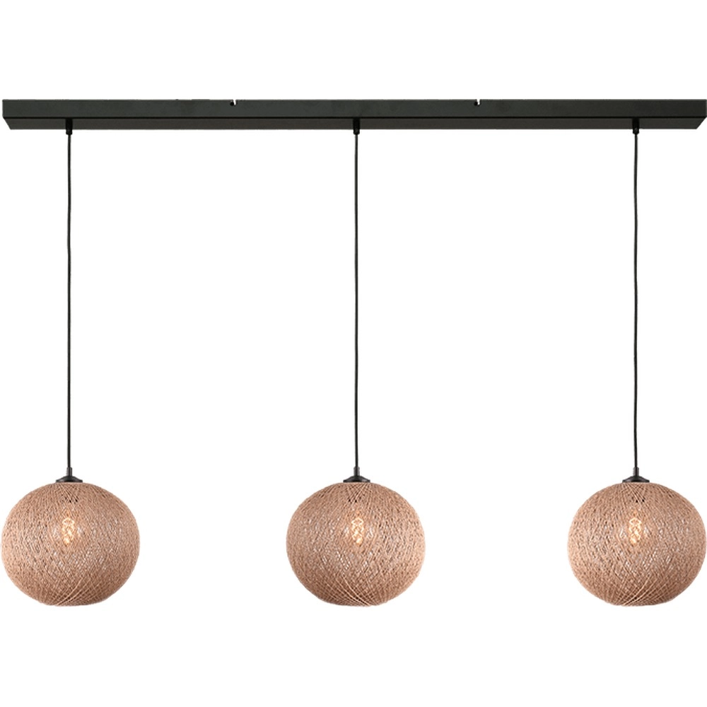 3-lichts hanglamp Corda 130cm rotan Ø 30cm