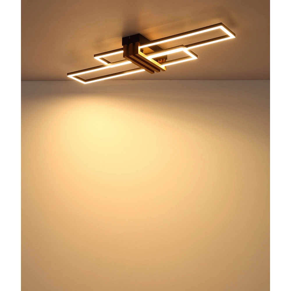 Moderne plafondlamp Dakari I zwart met hout 80cm Globo 9007371525782