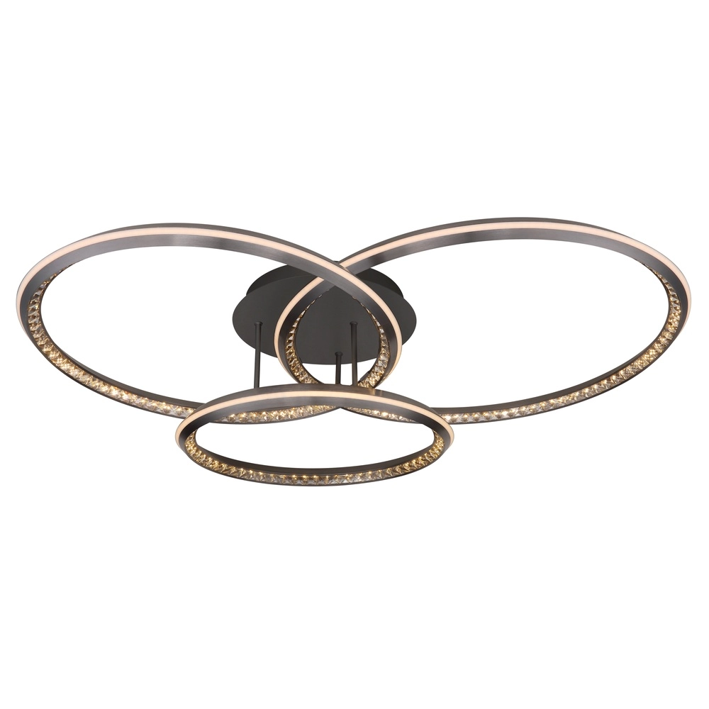Design plafondlamp Alaina 3 ringen grijs Globo 9007371474882