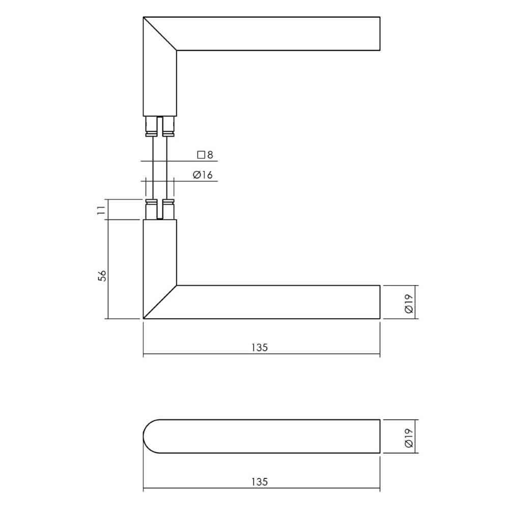 Achterdeurbeslagset vierkant Backura kerntrekbeveiliging RVS Intersteel 8714186539996