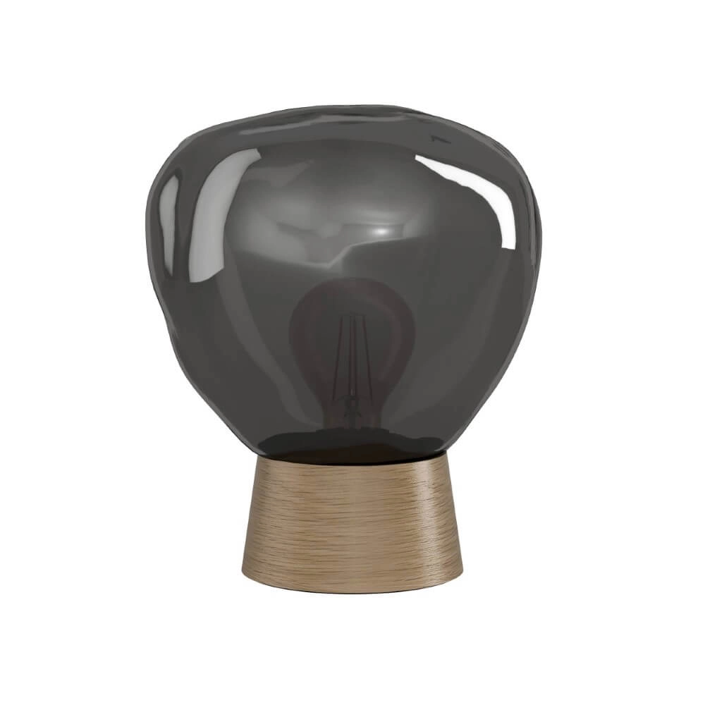 Tafellamp Magacela hout met smoke glas