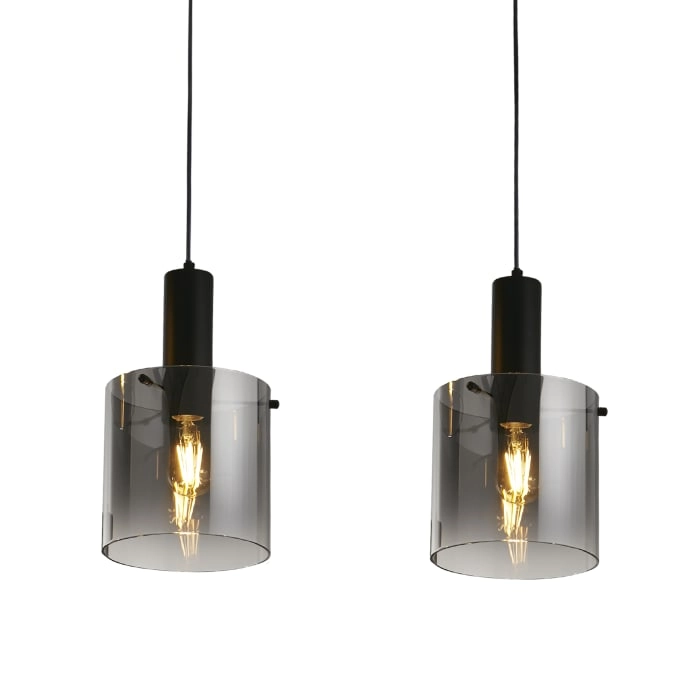Zwarte hanglamp Sweden 3-lichts recht Searchlight 5053423303796