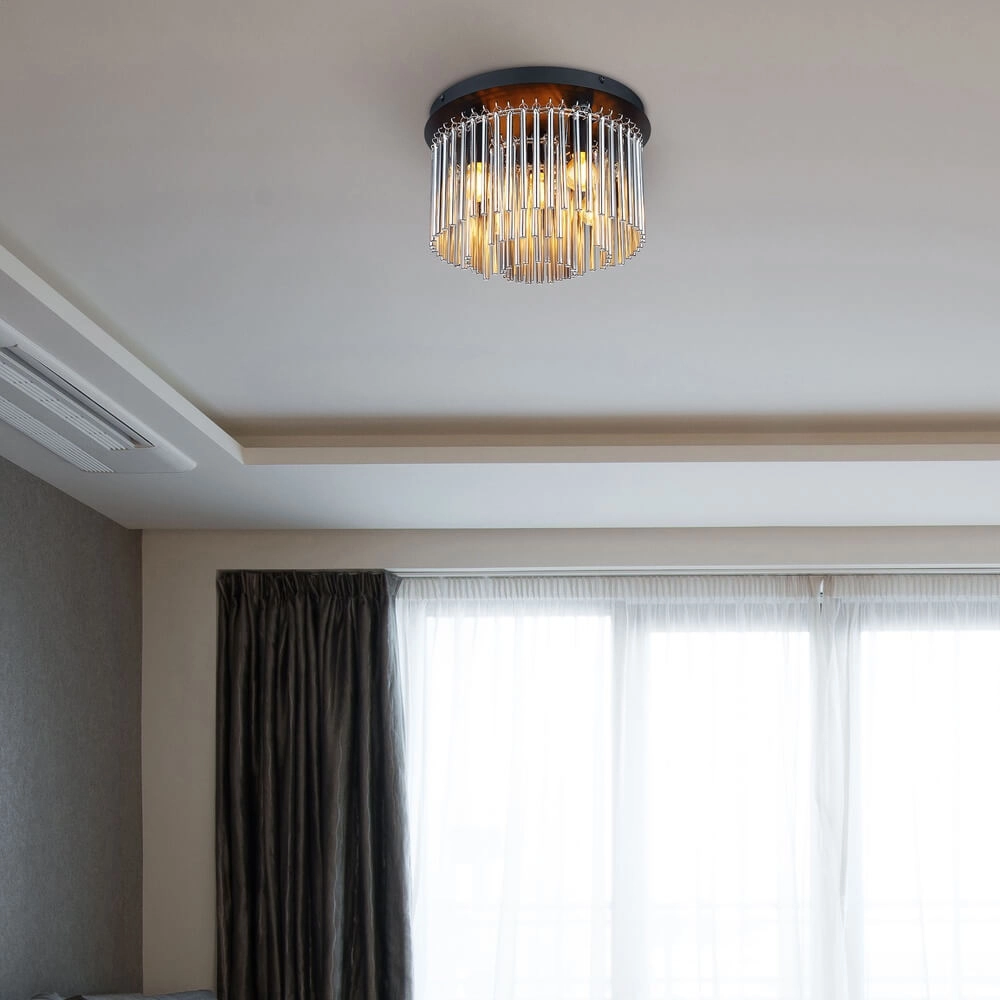 Zwarte plafondlamp Gorley met glas Ø 32cm Globo 9007371448951