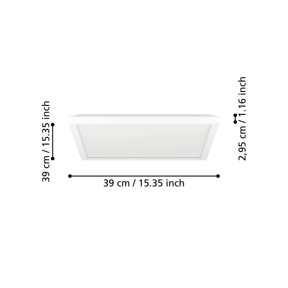 Badkamer lamp met remote Rovito-R vierkant - wit - 39x39cm Eglo 9008606330041