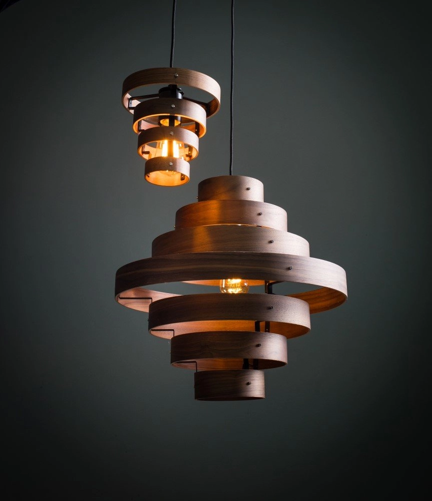 Stoere hanglamp Walnut 7-rings houtbruin ETH 8719075185759