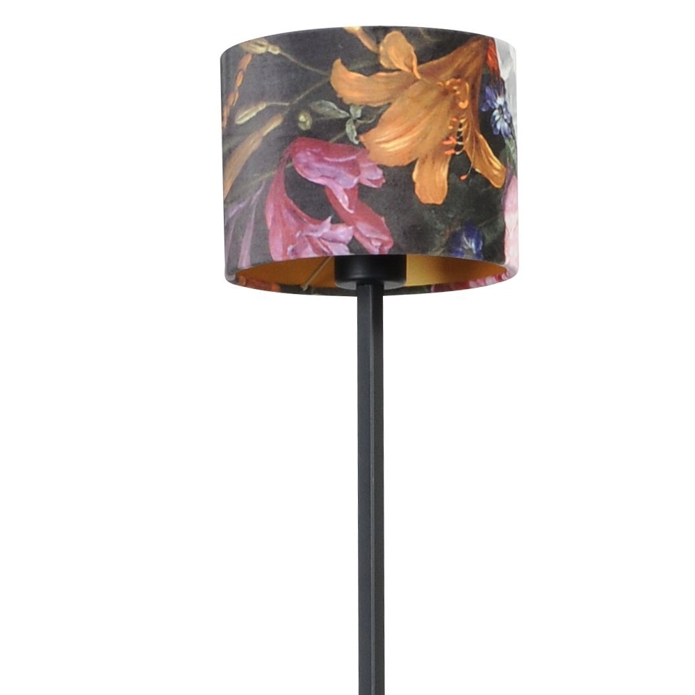 Zwarte vloerlamp Venus 175cm met Flower lampenkap Masterlight 8718121206721