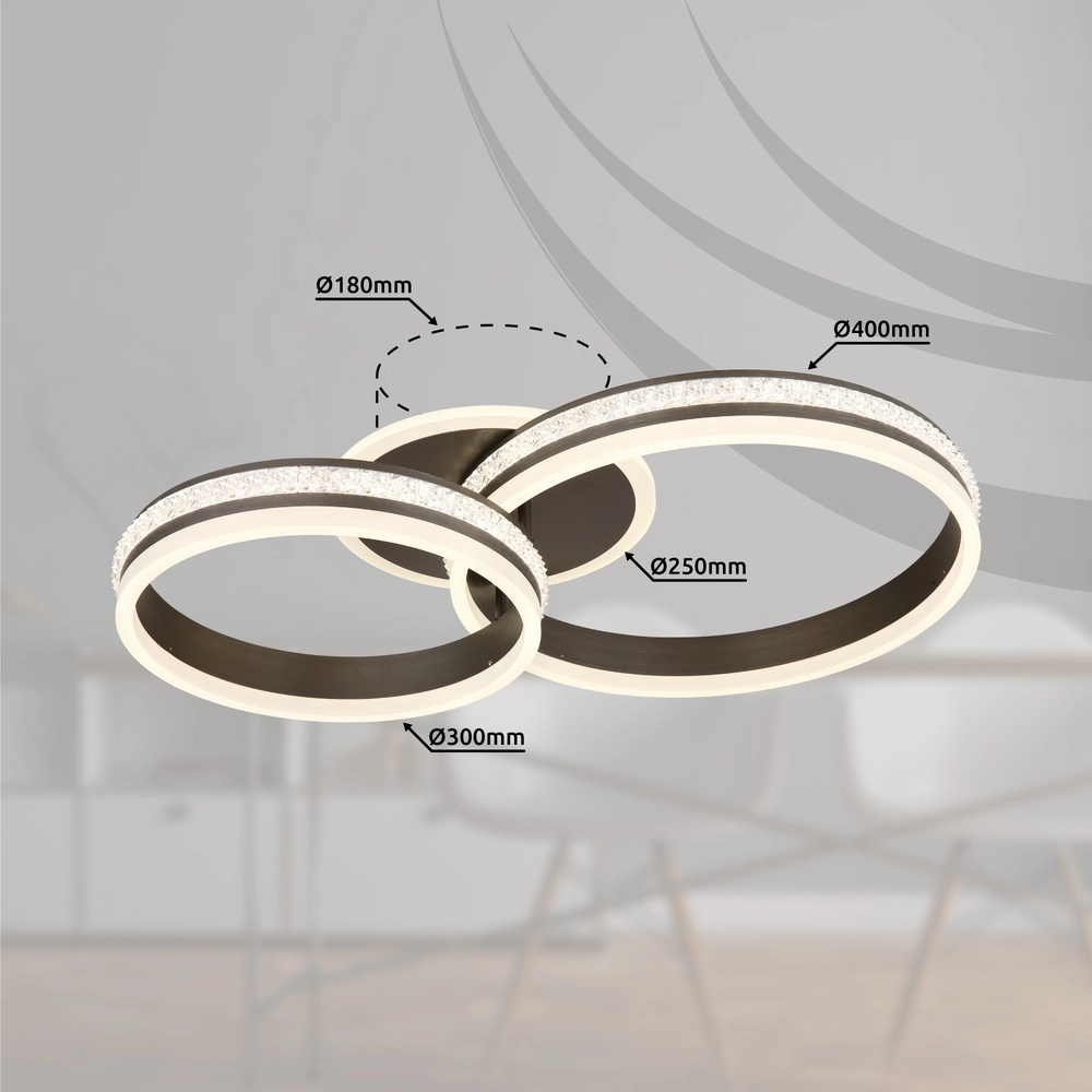 Design plafondlamp Grouni 2 ringen titanium geborsteld Globo 9007371452002