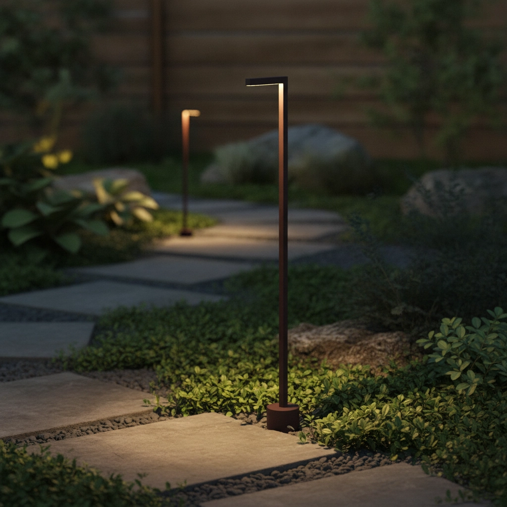 Strakke tuinlamp Pipe roestbruin 94,5cm