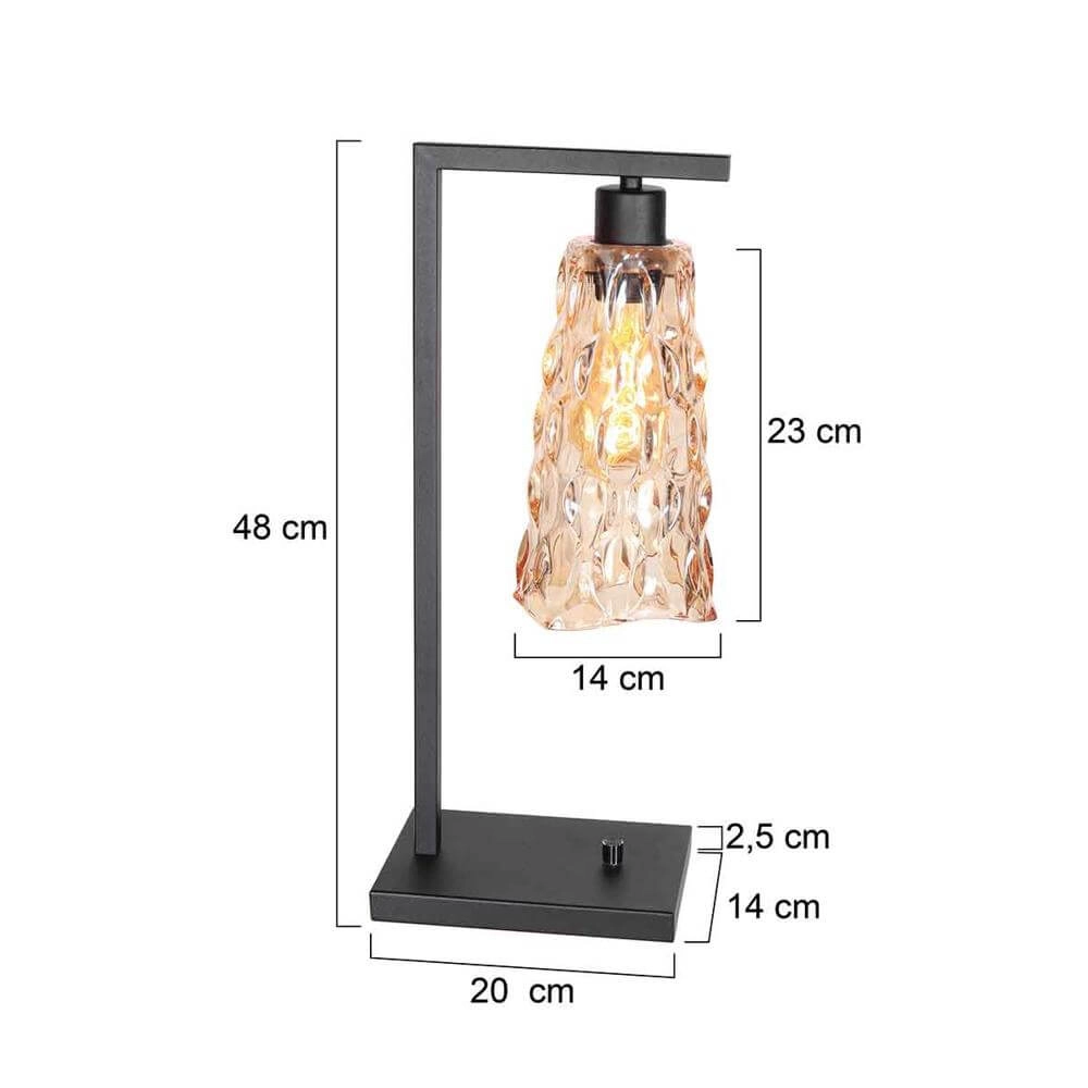 Tafellamp Vidrio zwart met amber glas Steinhauer 8712746173734