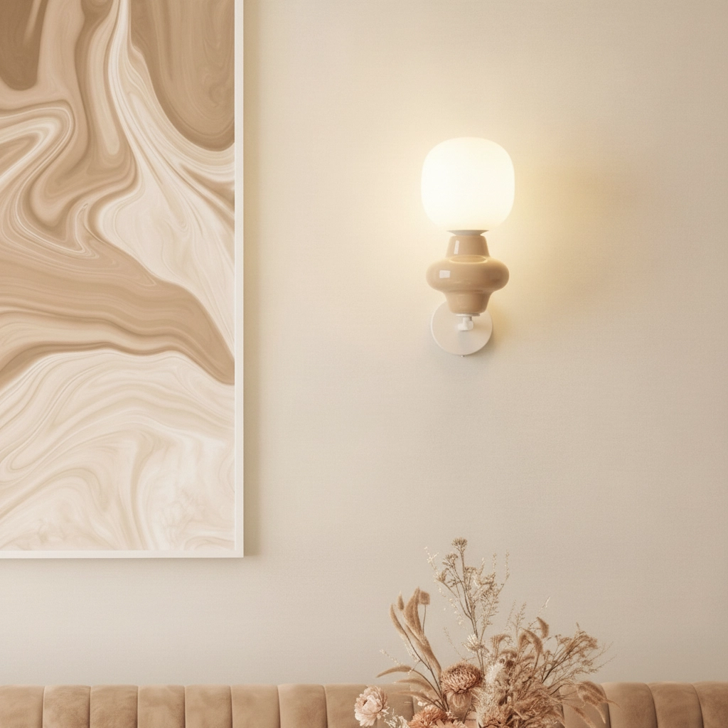 Wandlamp Clio geel keramiek met wit glas