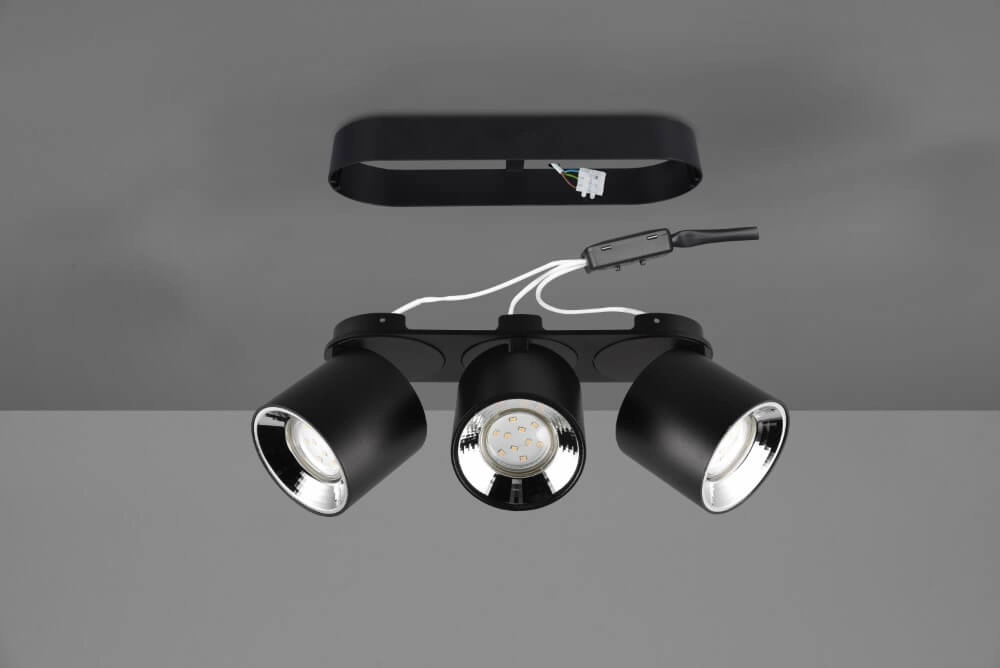 Plafondlamp Guayana 3-lichts zwart Trio 4017807573992