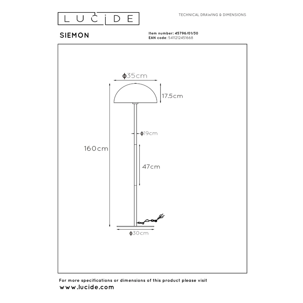 Design vloerlamp Siemon zwart Lucide 5411212451668