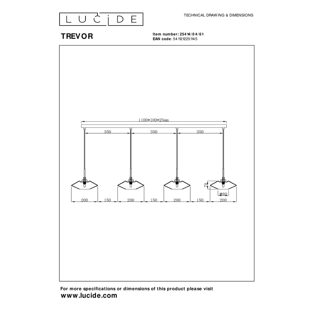 Hanglamp Trevor opaal Lucide 5411212251145