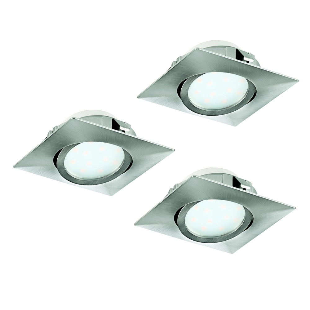 Set van 3 inbouwspots Pineda nikkel vierkant