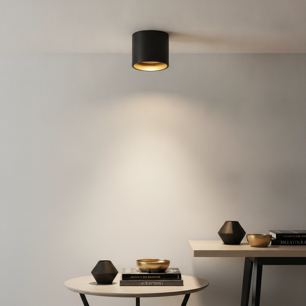 Led opbouwspot Orleans Zwart met gouden binnenkant