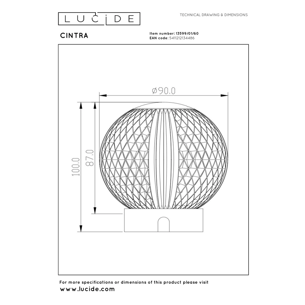Gouden tafellampje Cintra oplaadbaar Ø 9cm - 2700K Lucide 5411212134486