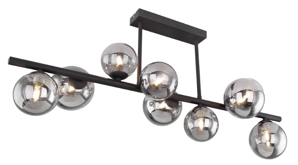 Zwarte plafondlamp met smoke glas Riha
