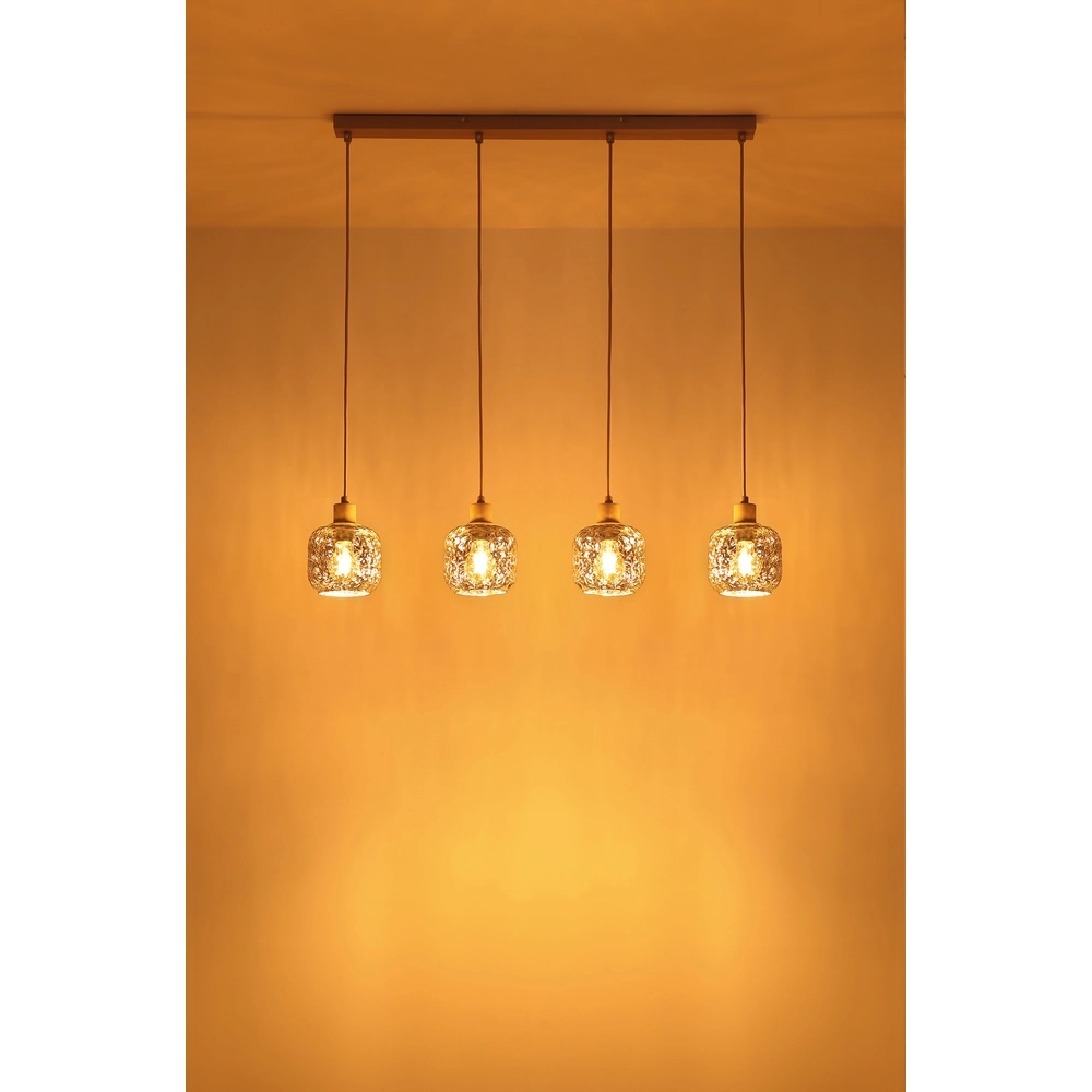 4-lichts hanglamp Antonio zand bruin Globo 9007371578726