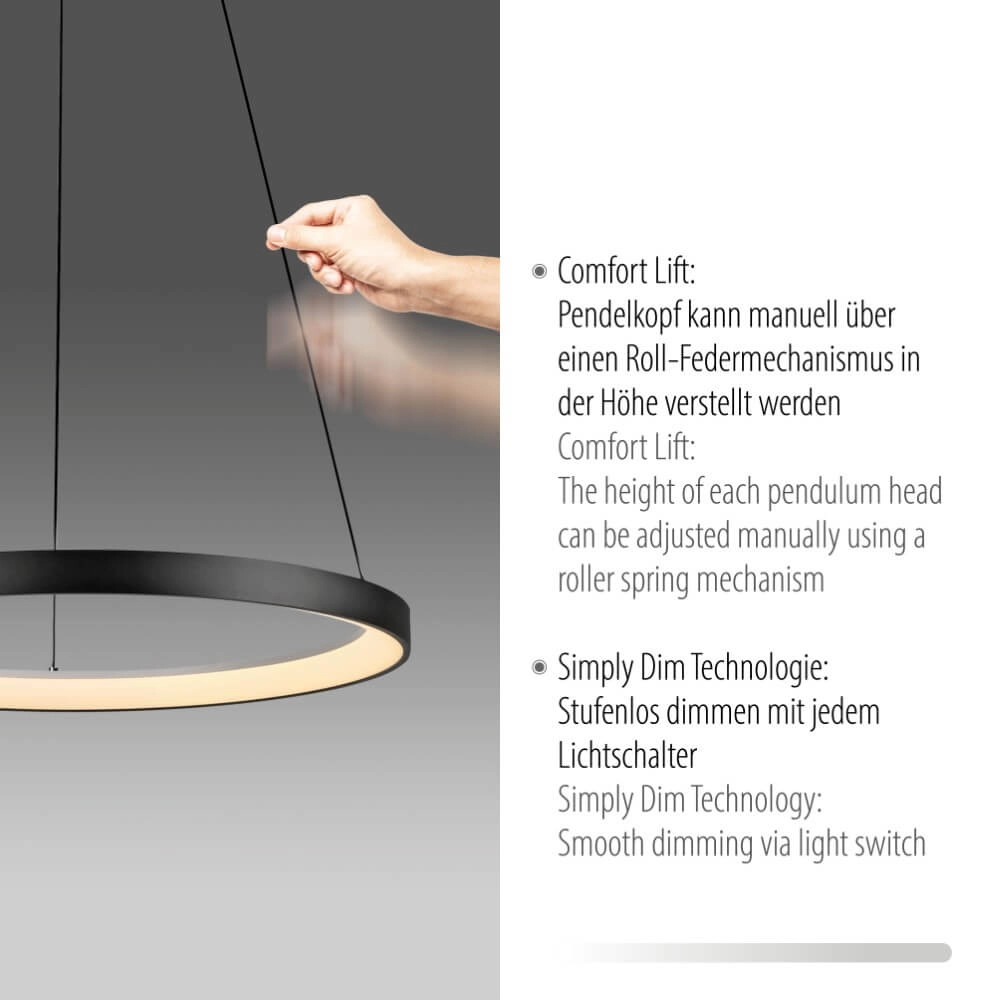 Ronde hanglamp Hoop zwart Paul Neuhaus 4012248384695