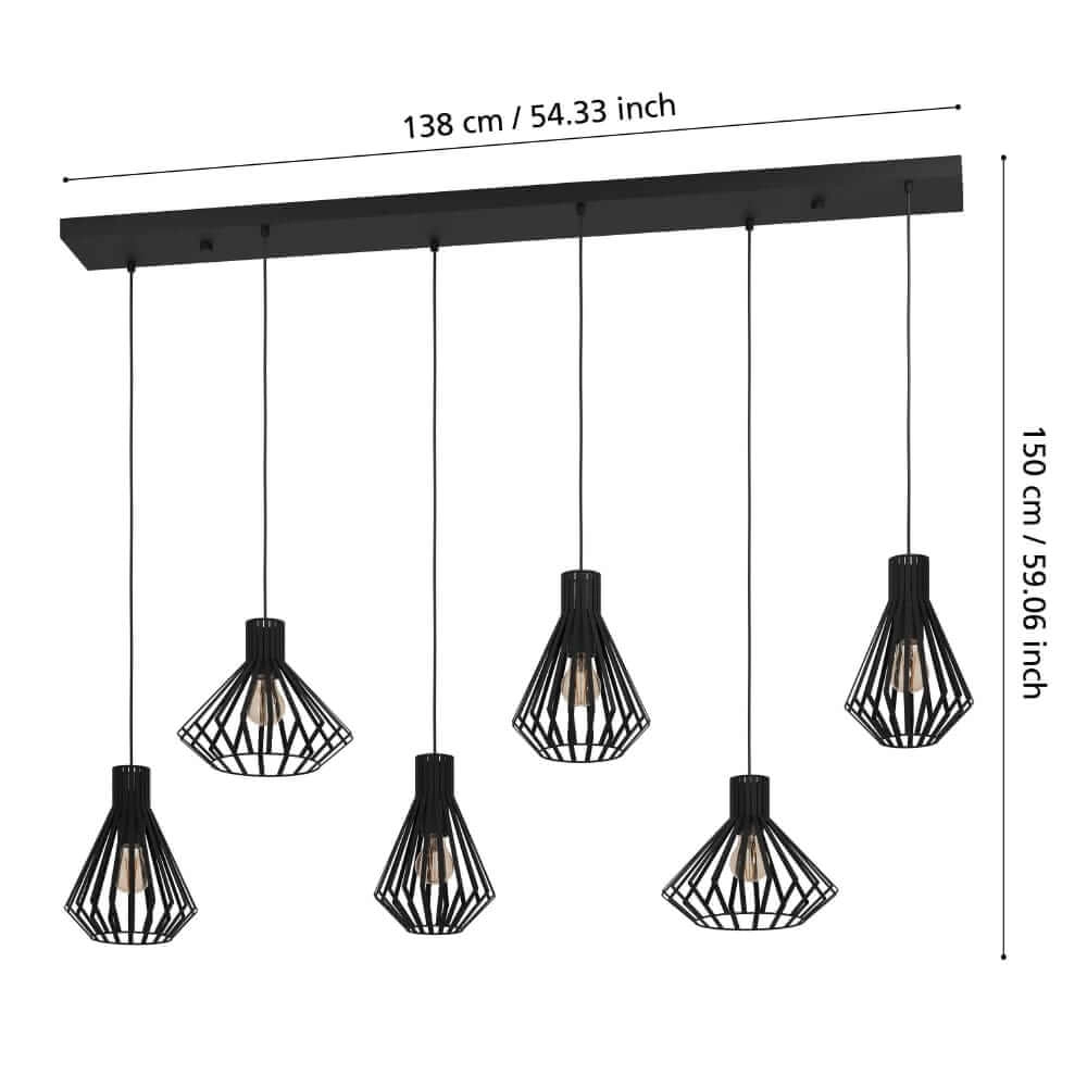 Draad hanglamp Basidano 6x E27 Stars of Light 9008606239030