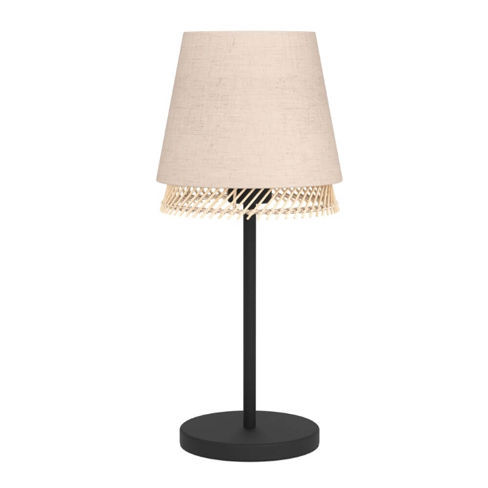 Tafellamp Tabley linnen met rotan