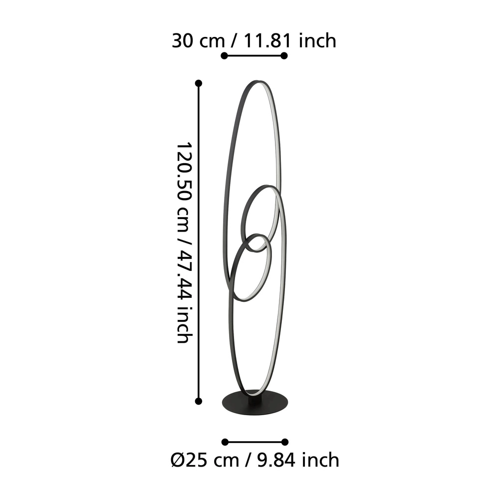 Moderne led vloerlamp Gianella 120cm - zwart Eglo 9008606291489