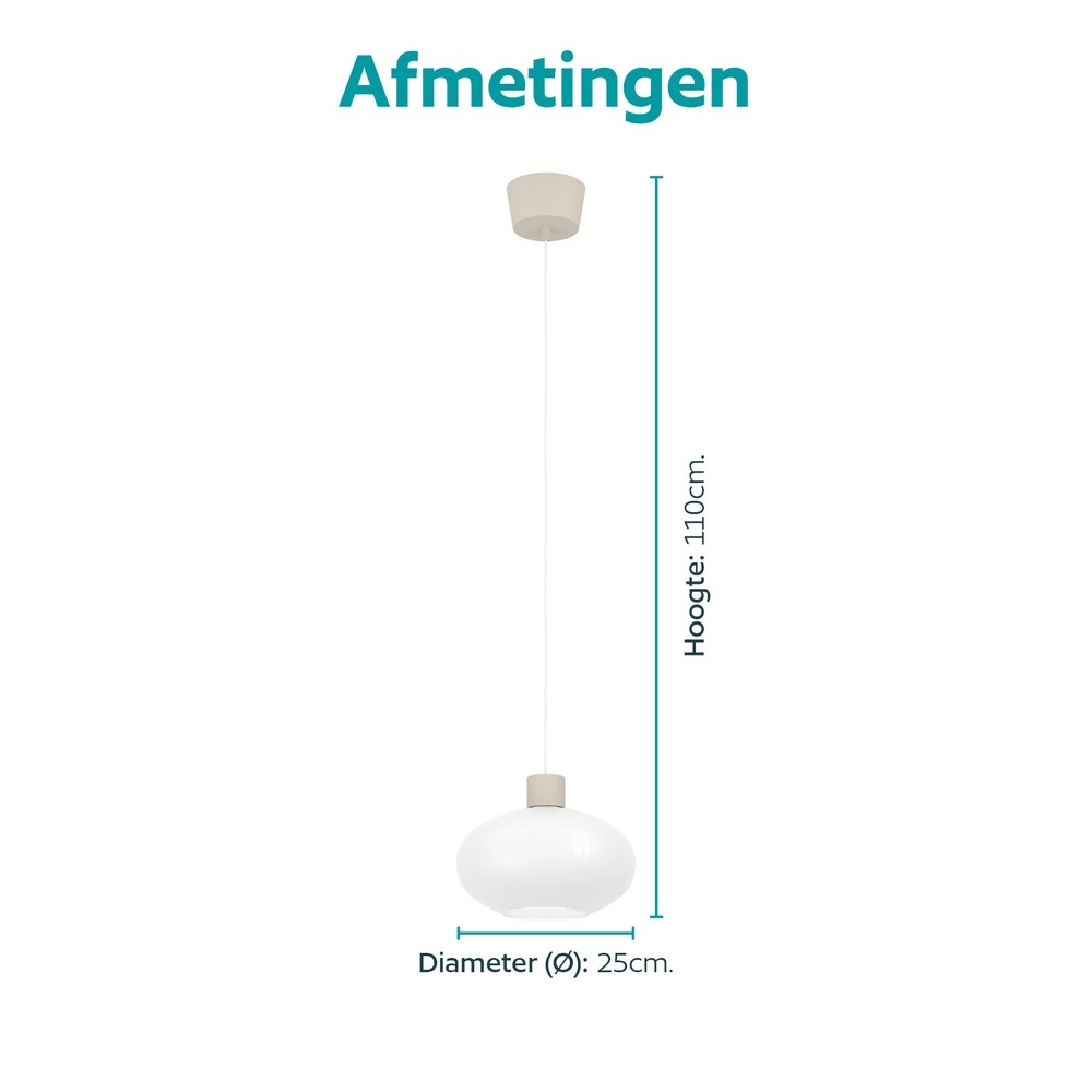 Design hanglamp Dasmina zand bruin met wit Ø 25cm Eglo 9008606406326