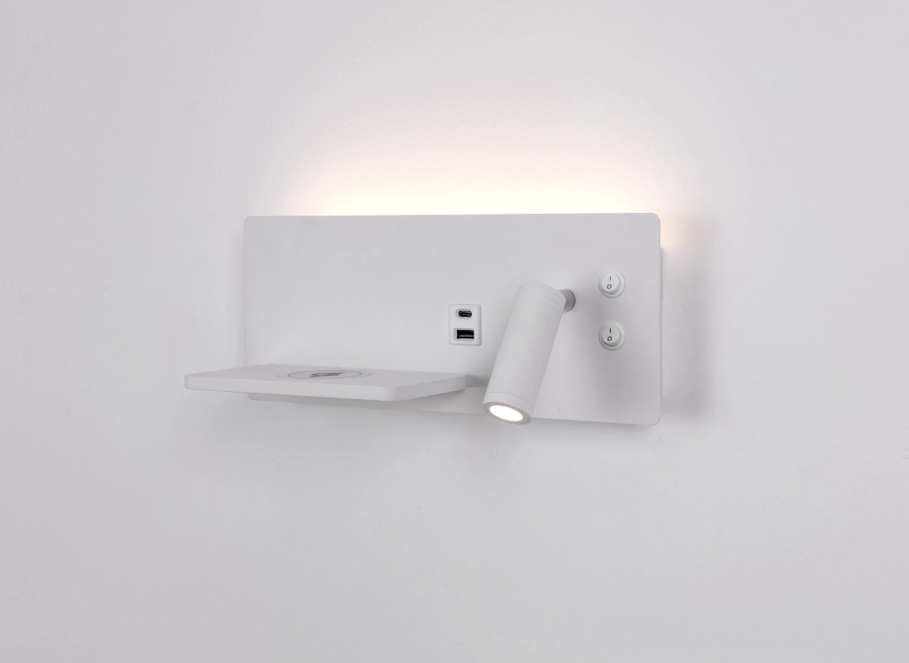 Bedlampje Charge rechts wit met draadloze oplader