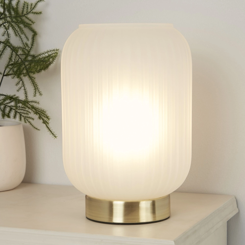 Tafellampje Pearl goud met wit glas Searchlight 5053423308265