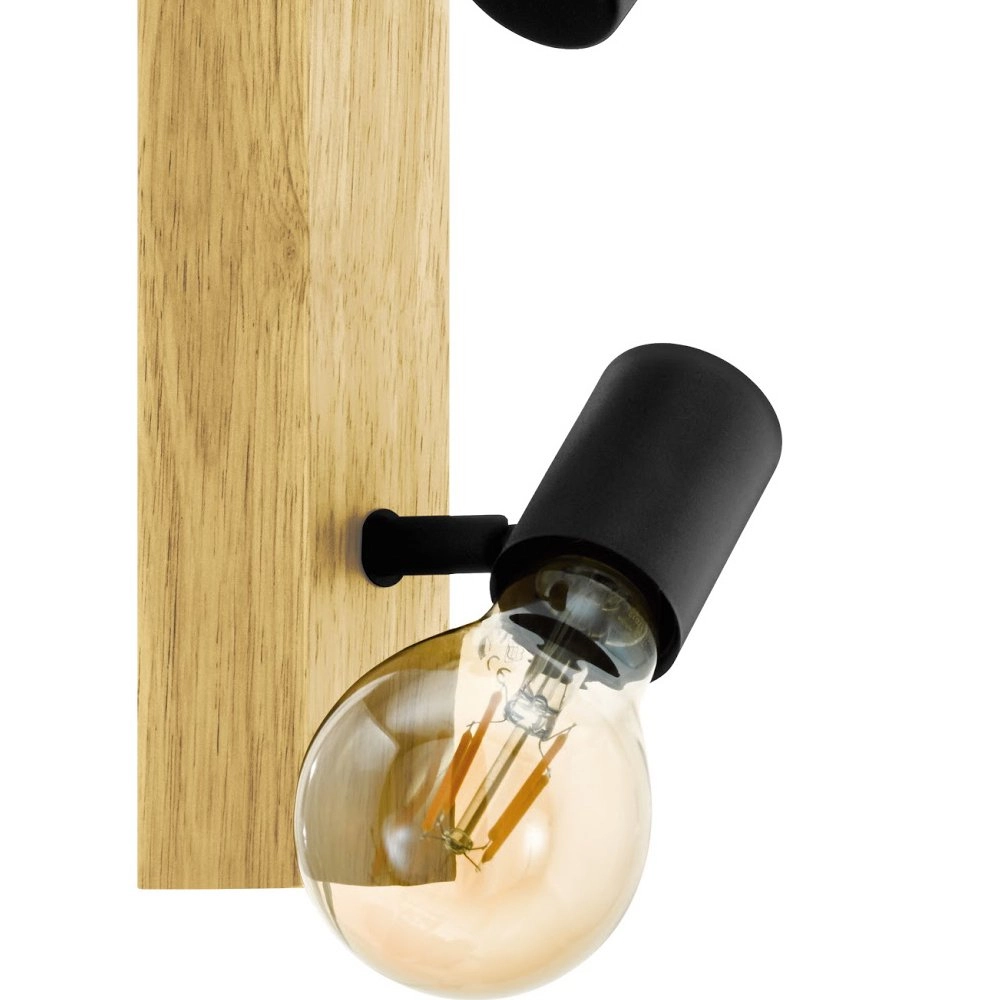 Spot Townshend 3 2-lichts zwart met hout Eglo 9002759994785
