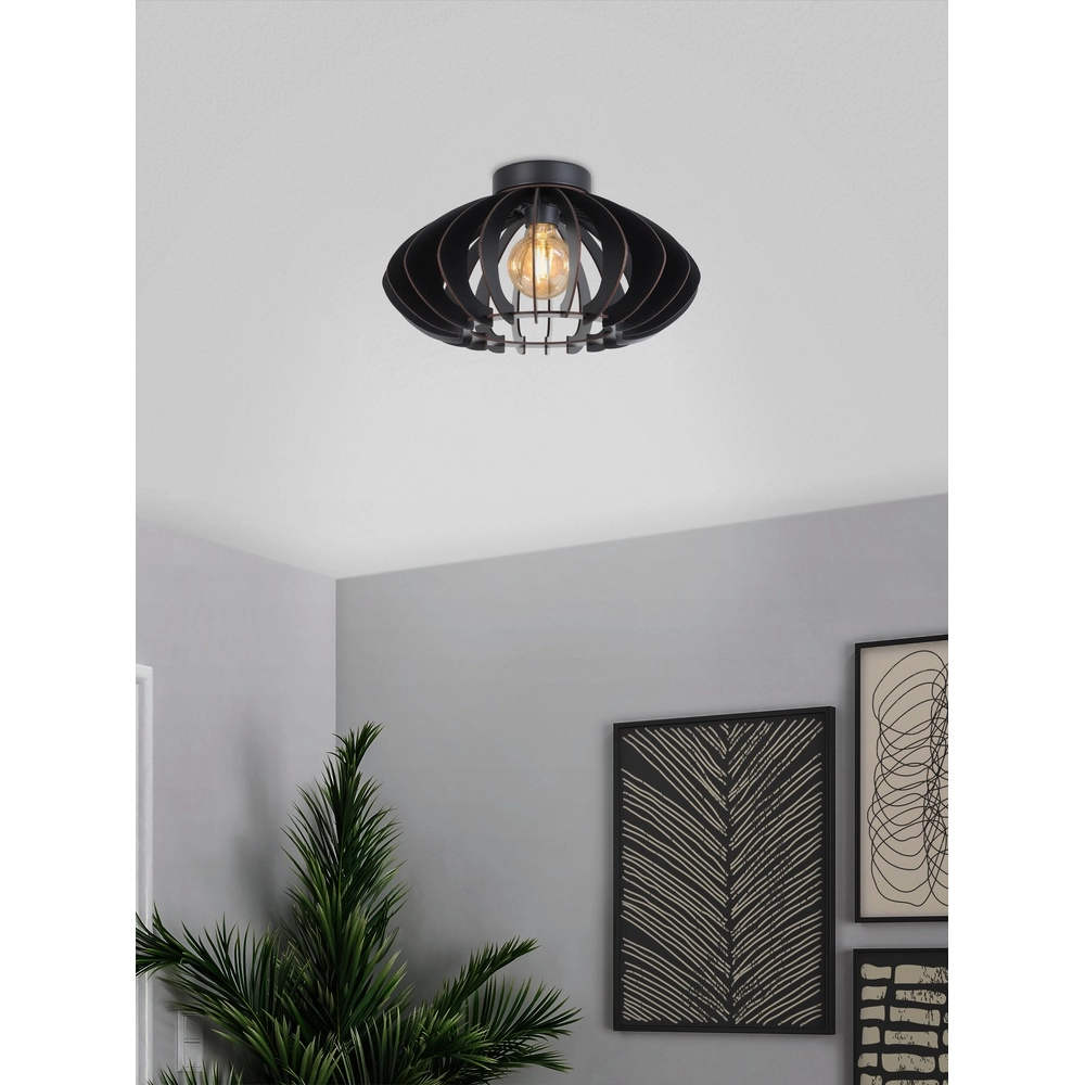 Houten plafondlamp Cossano 3 zwart - Ø 38cm Eglo 9008606291373