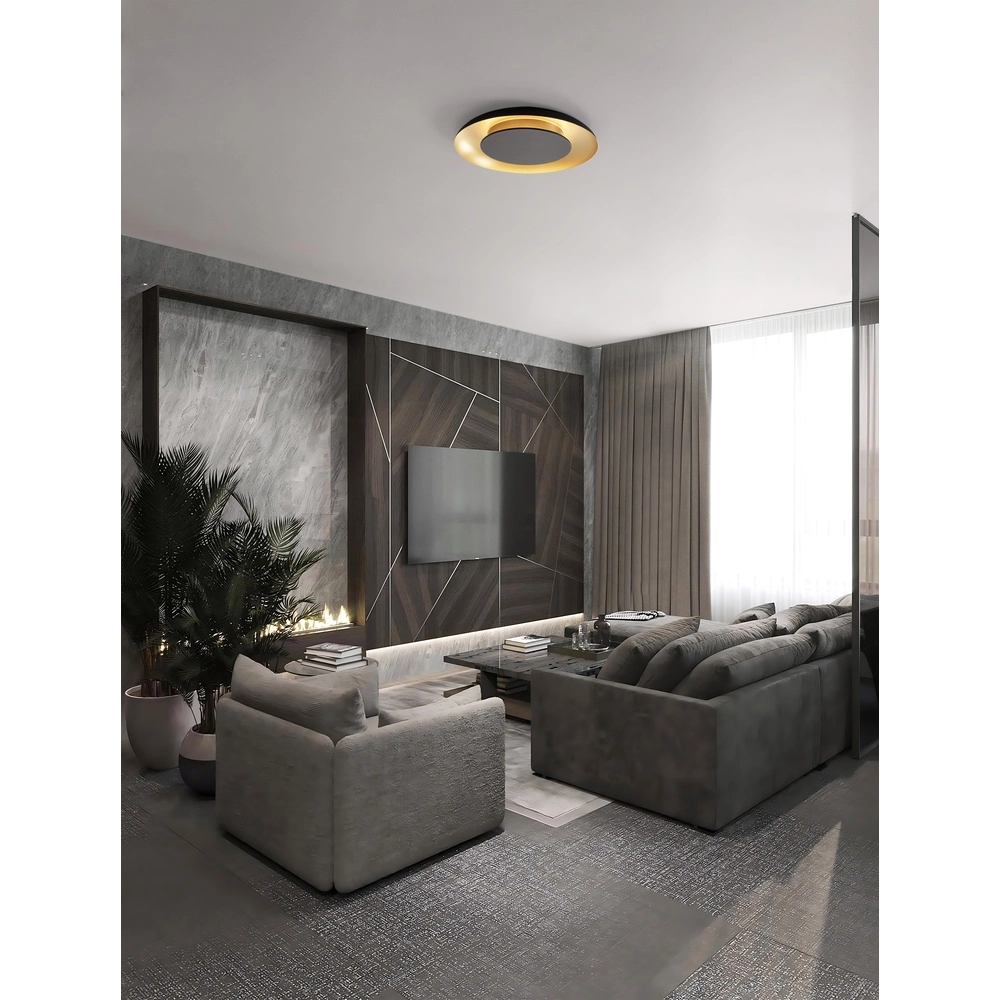 Design plafondlamp Epos Ø 60cm zwart met goud Lyora 5212017463210
