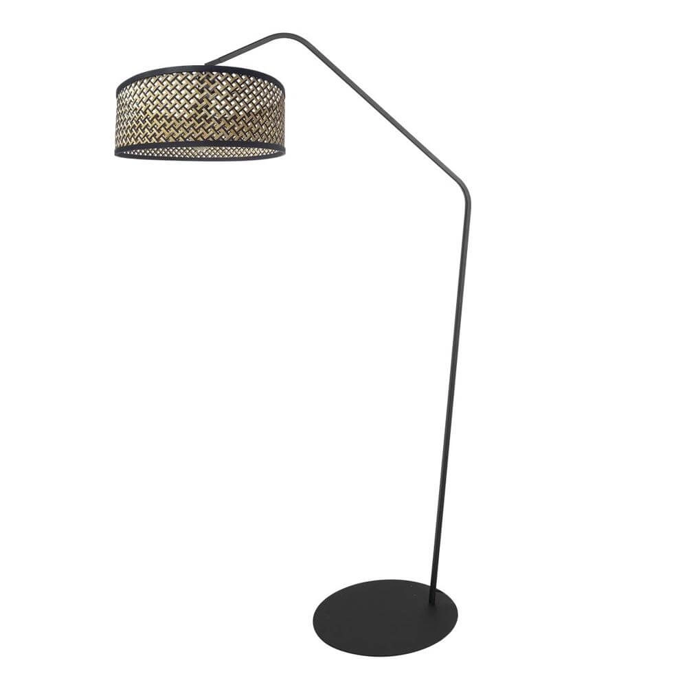 Vloerlamp Zig-Zag zwart met rotan kap Ø 40cm Steinhauer 8712746179194