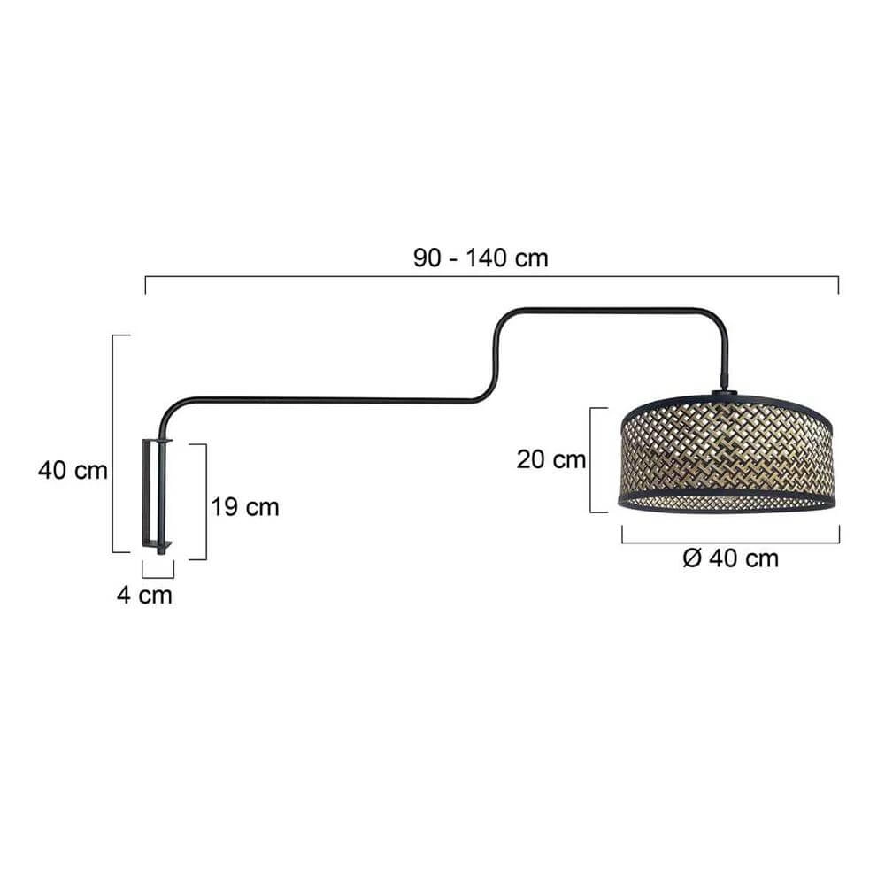 Wandlamp Bloeba zwart met bamboe kap Steinhauer 8712746177138