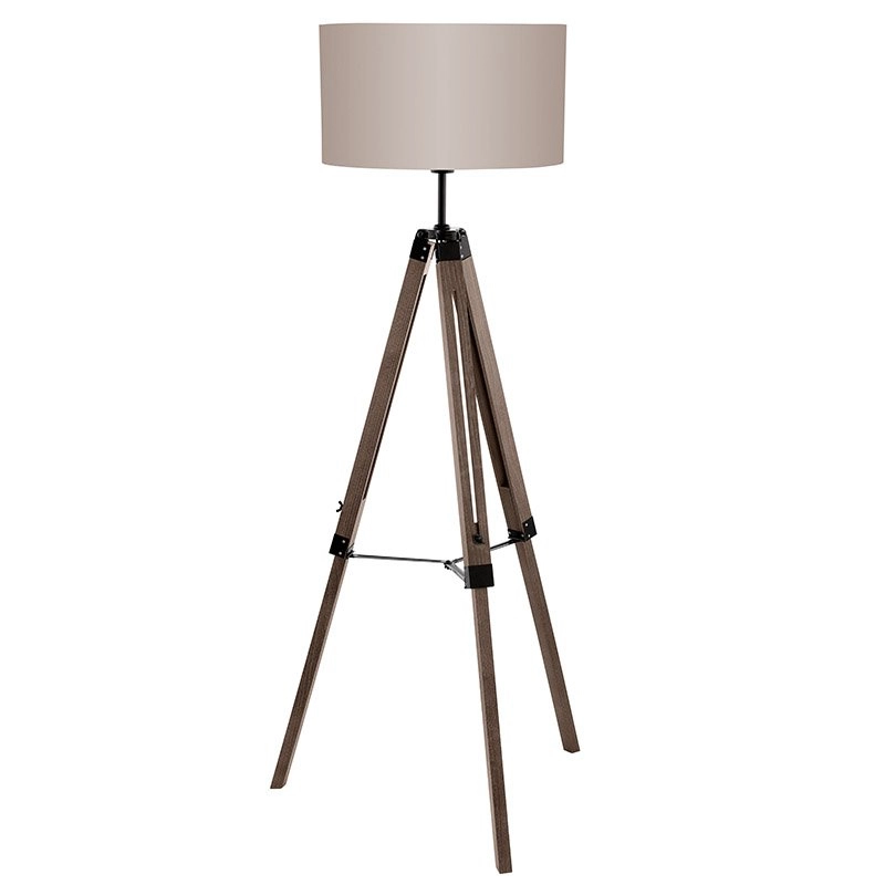 Vloerlamp Lantada 106cm Tripod hout met taupe