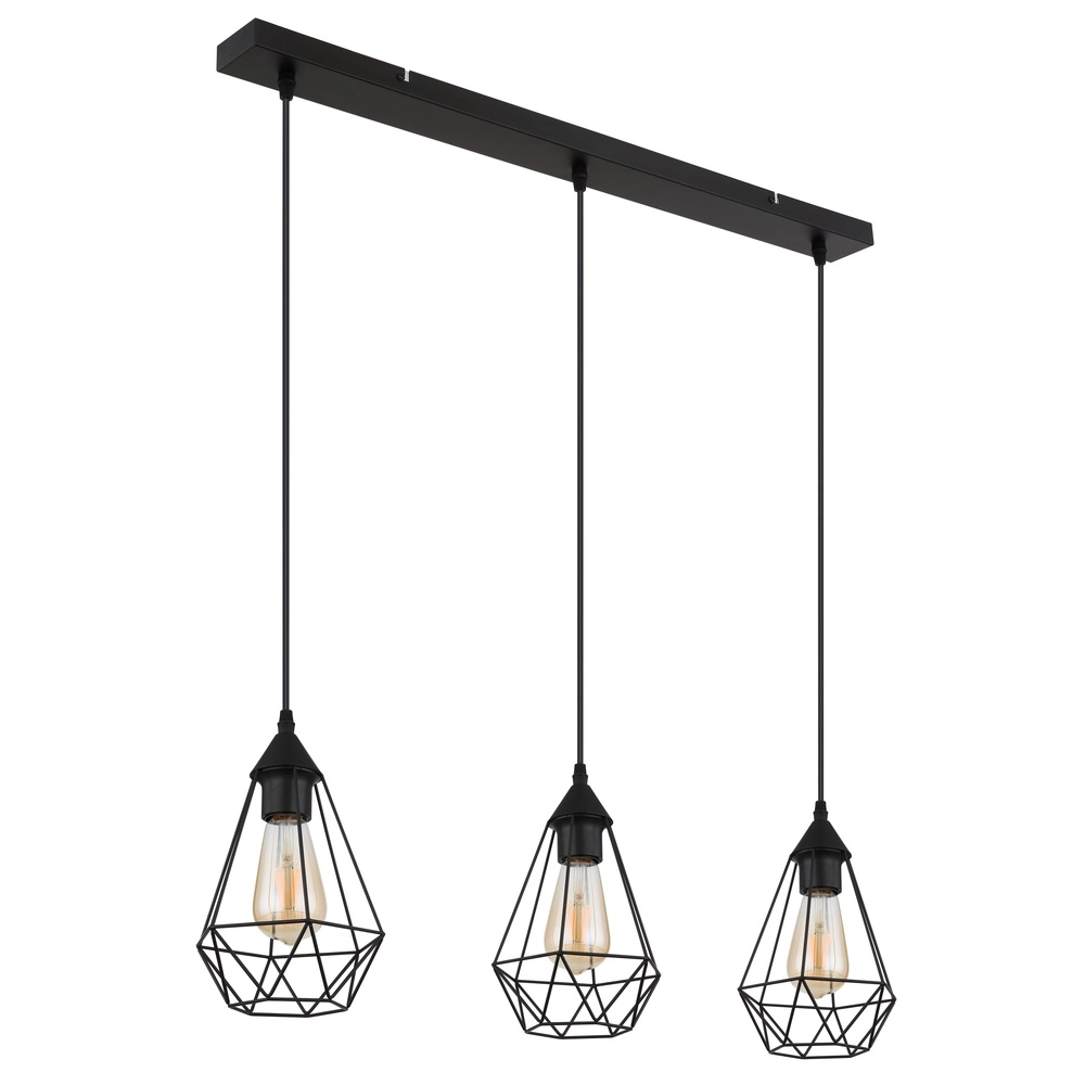 3-lichts hanglamp Zachary zwart Globo 9007371447909