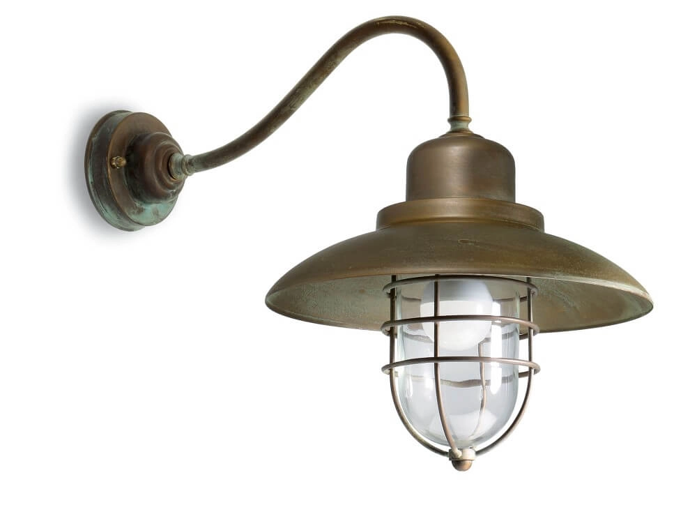 Rechte buitenlamp Patio Cage verouderd messing