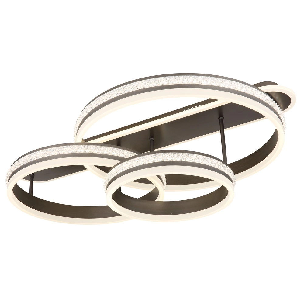Design plafondlamp Grouni 3 ringen titanium geborsteld