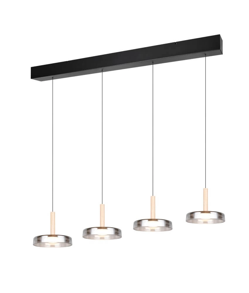 4-lichts led hanglamp Celeste smoke glas
